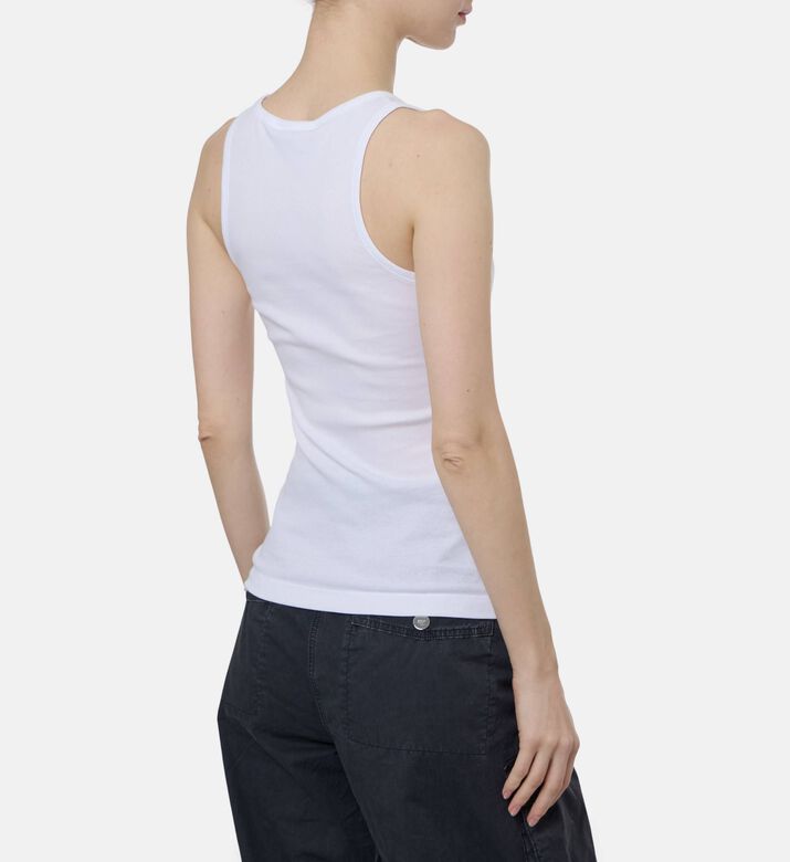 Ganni Minimalist Ribbed Tank Top, Model View