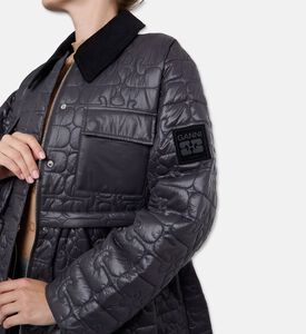 Ganni Shiny Quilted Long-sleeve Midi Jacket, Model View