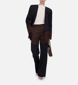 بليزر طويل الأكمام بتصميم ثنائي اللون