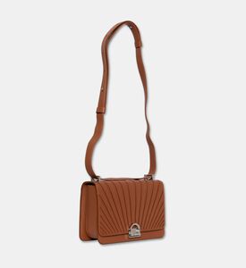 Camille Fournet Signature Calf Leather Pleated Shoulder Bag, Brown, Packshot View