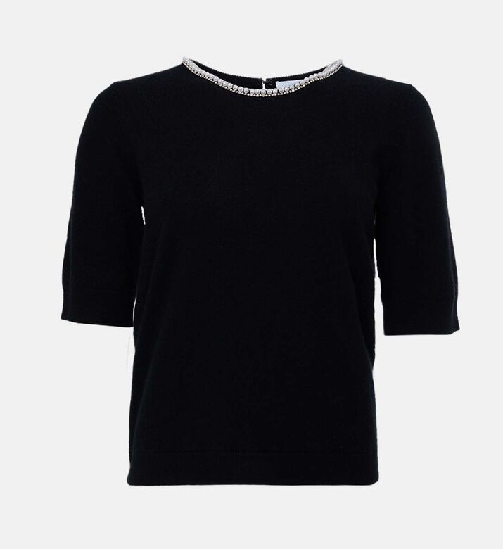 Weill Knit Pearl-embellishment Round Neck Top, Packshot View Weill Knit Pearl-embellishment Round Neck Top, Packshot View