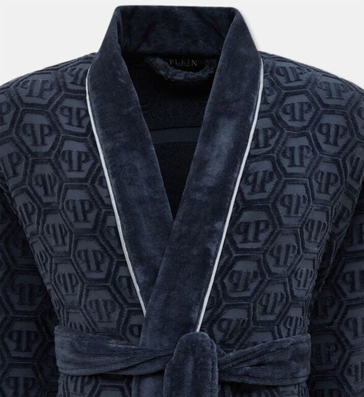 Philip Plein All-over Logo-print Bath Robe, Grey, S-m, Packshot View