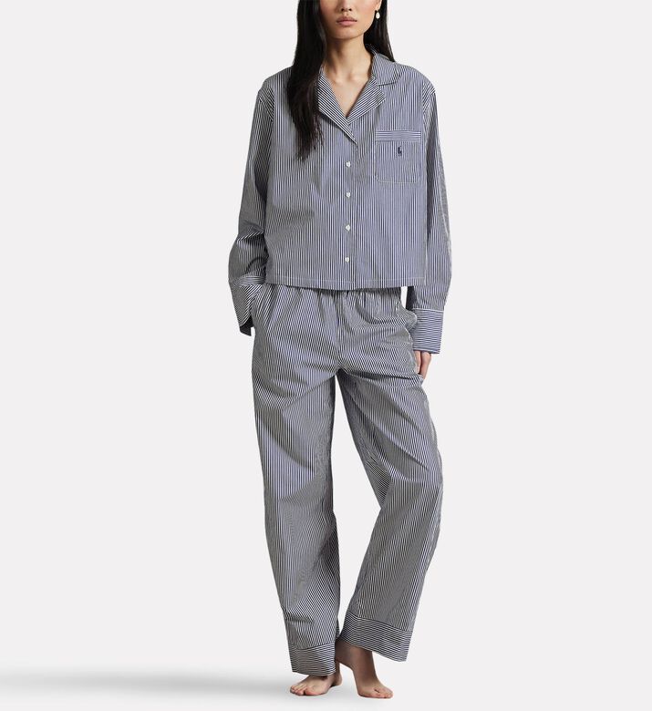 Polo by Ralph Lauren Stripe Pattern Button Closure Pajama Set, Model View