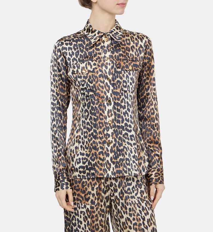 Leopard Printed Satin Shirt