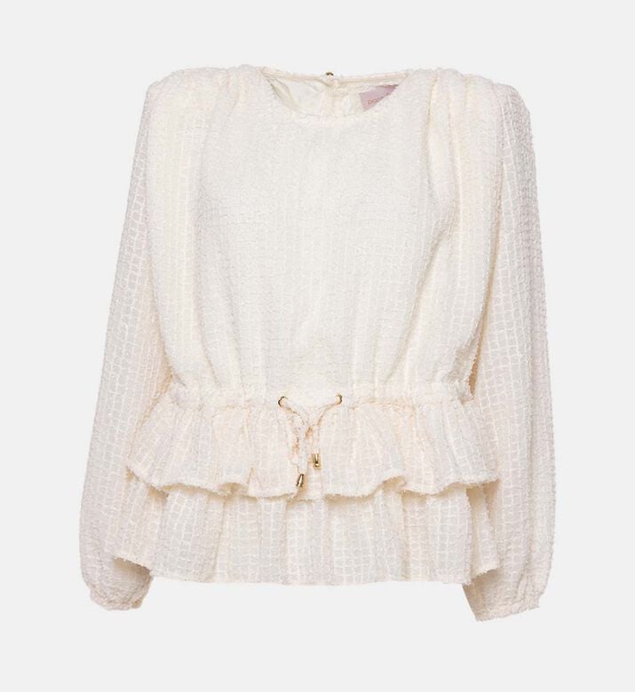 Poca and Poca Ruffle Detail Long-sleeve Top, Grey, Xs, Packshot View