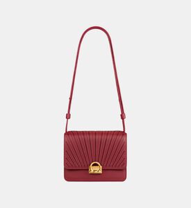 Camille Fournet Signature Calf Leather Pleated Bag, Burgundy, Packshot View