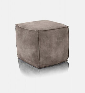 Home Deco and More Cuby Suede Leather Square Pouf, Green, Packshot View