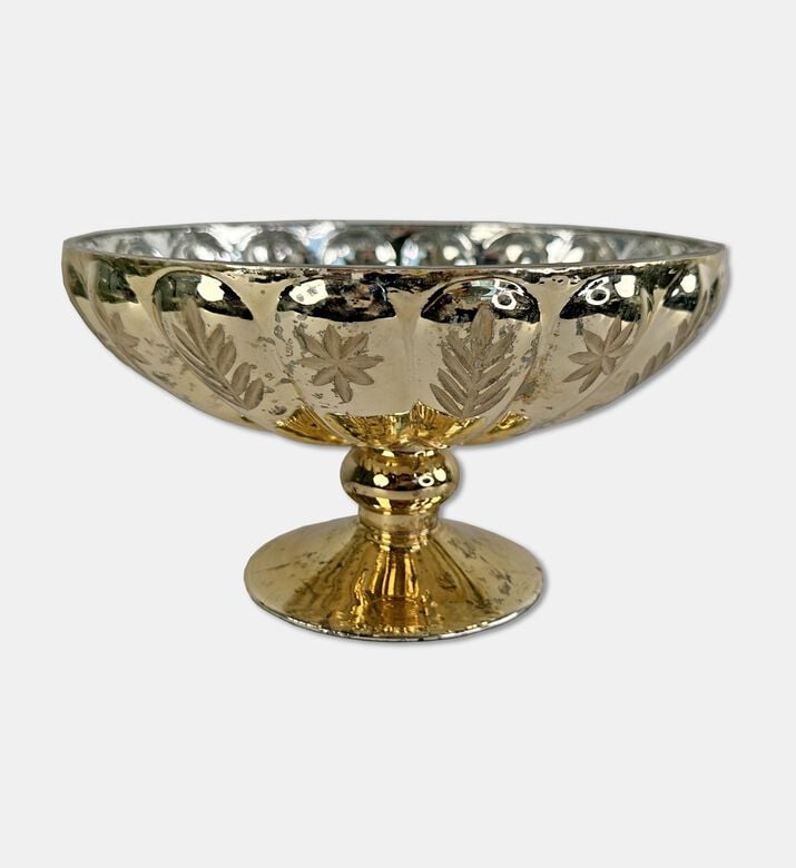 Shishi Bowl Glass On Stand, Gold, 10-cm, Packshot View