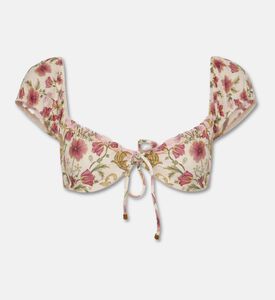 Agua Bendita Ruched Floral Cap Sleeve Bikini Top, Packshot View