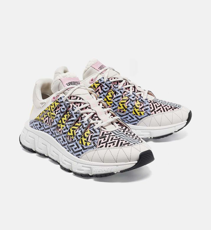 Versace Multicolor Canvas Leather Trigreca Lace-up Sneakers Preowned