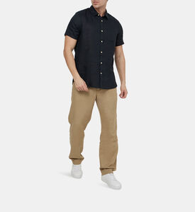 قميص كوردوروي كتان بأكمام قصيرة