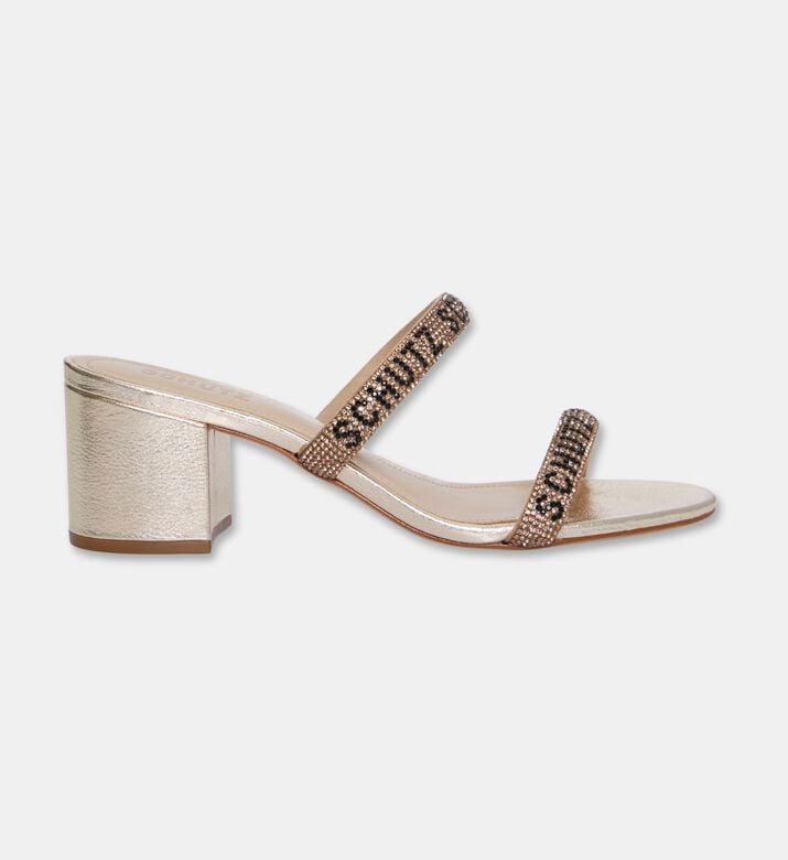 Schutz Rhinestones Block Heel Mules, Light-grey, Eu-39, Packshot View