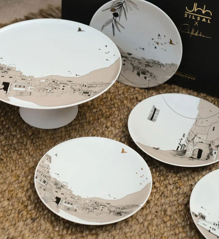 Silsal Cake Stand 4 Dessert Plates, Packshot View