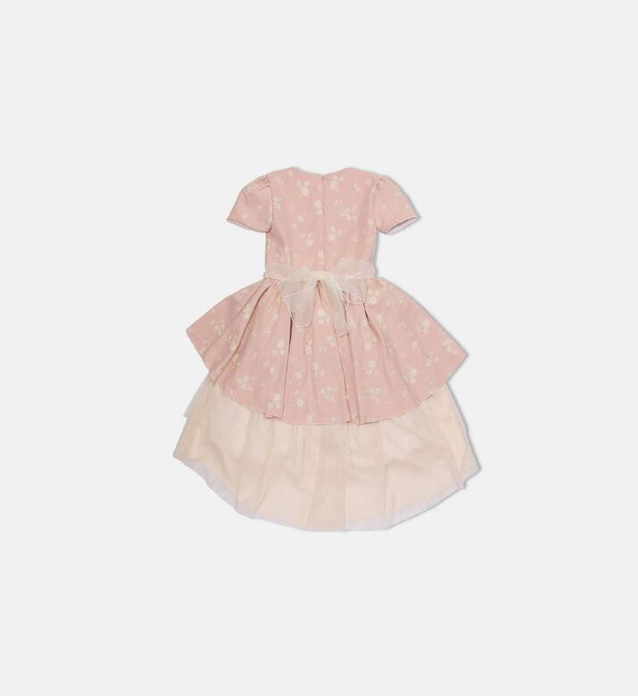 فستان واسع مزين بأزهار بياقة مربعة