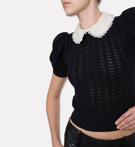 Alice and Olivia Chase Open-knit Cropped Sweater, Model View