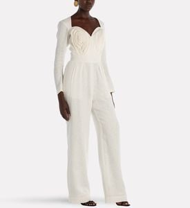 Savanna Linen Pleated Corset Sleeve Jumpsuit, Model View