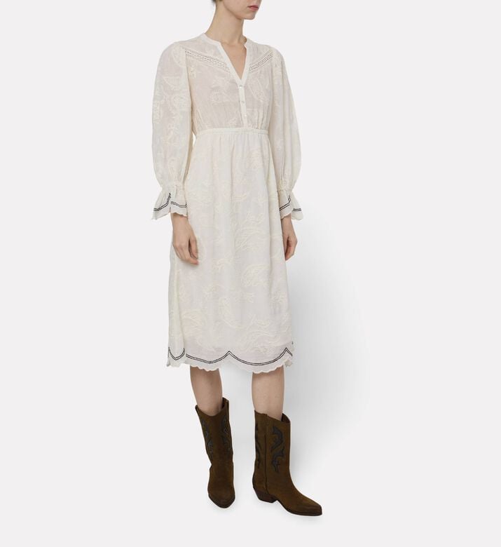 Ba and Sh Paisley Long-sleeve Midi Dress, Model View