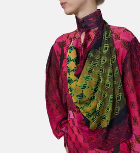 Balloon Sleeve Pleated Collar Dress