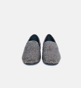 حذاء لوفرز مزين بأحجار الراين جلد