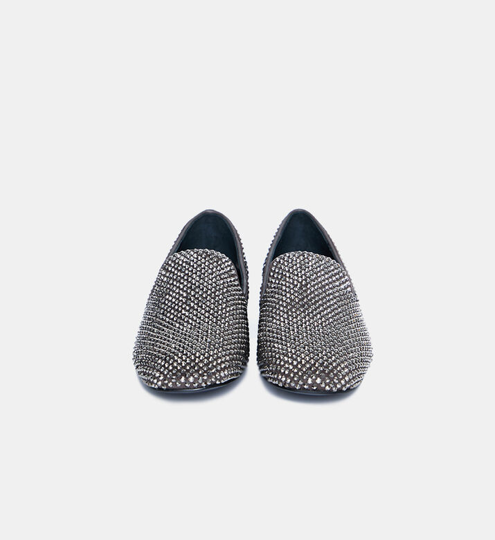 حذاء لوفرز مزين بأحجار الراين جلد