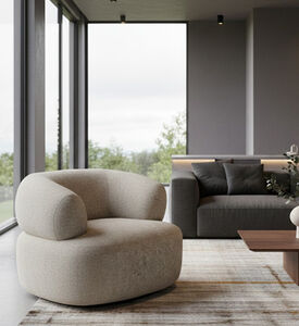 Home Deco and More Apollo Swivel Base Arm Chair, Brown, Packshot View