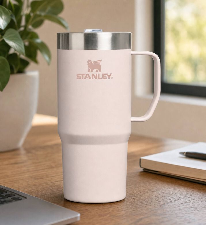 Stanley Insulated Stainless-steel Travel Mug, Light-pink, 0.47-l, Model View