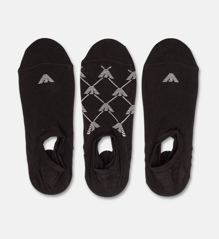 Emporio Armani Logo-print Low-cut 3-pack Socks Set, Black, L-xl, Packshot View