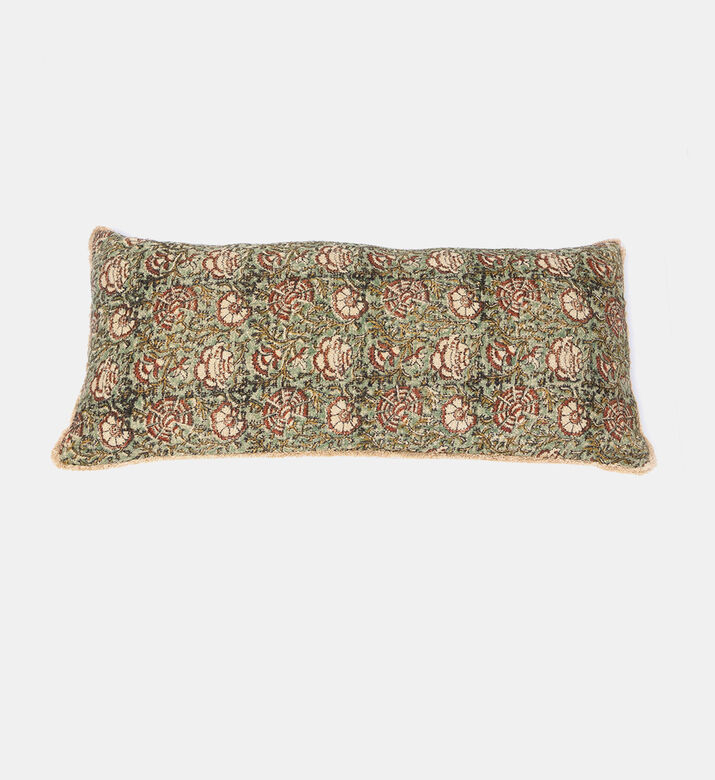 Lotus Printed Cotton Filled And Vaccumed Cushion