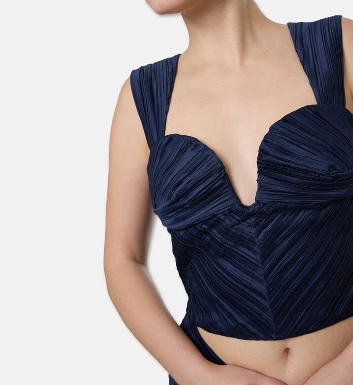 Cult Gaia Pleated Sweetheart Neck Top, Model View