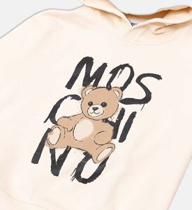 سويت شيرت فضفاض بغطاء رأس وطبعة شعار دب تيدي