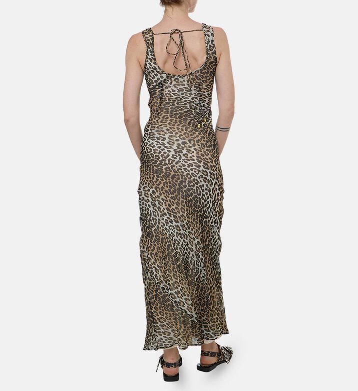 Ganni Leopard-print Sleeveless Maxi Dress, Model View