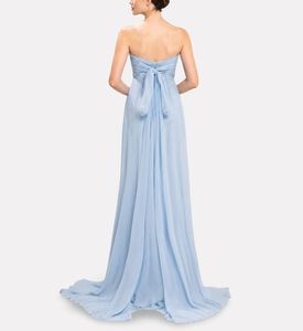 Michael Cinco Chiffon Strapless Embellished Evening Dress, Model View