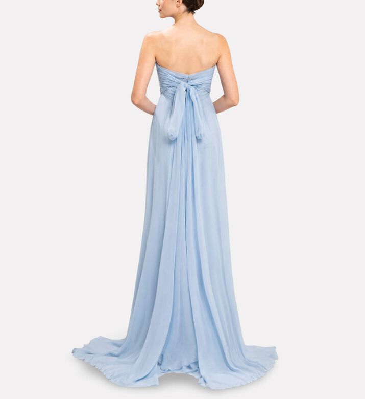 Michael Cinco Chiffon Strapless Embellished Evening Dress, Model View