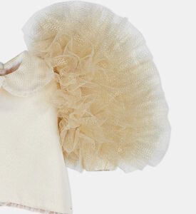 فستان ميدي بقماش تفتا جاكار مكشكش