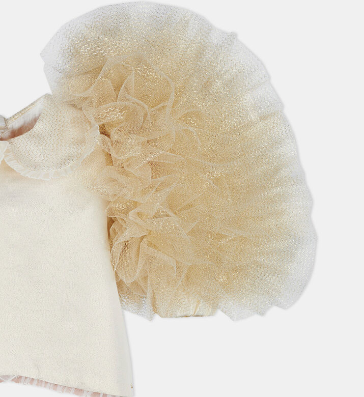 فستان ميدي بقماش تفتا جاكار مكشكش