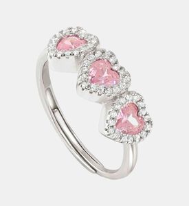 خاتم قلوب ياقوتية فضية