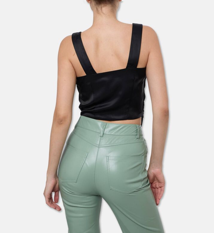 Nanushka Petra Sleeveless Satin Top, Model View