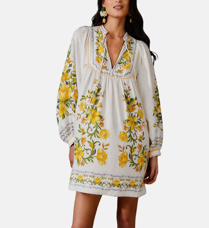 Sicily Botanical Pattern Long-sleeve Dress Sicily Botanical Pattern Long-sleeve Dress