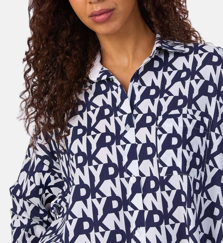 All-over Print Button-down Long-sleeve Sleepshirt