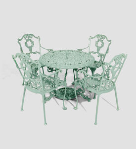 طاولة طعام غرايب خضراء بـ 4 كراسي 90 × 70 سم