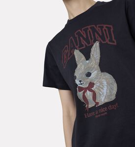 Ganni Embroidered Bunny Portrait T-shirt, Model View