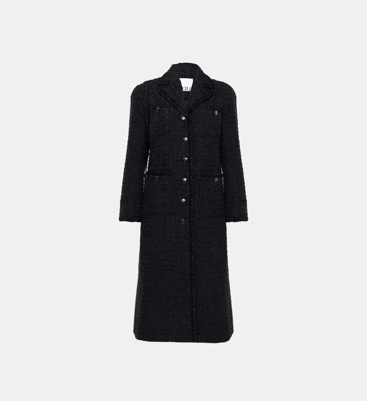 معطف ميدي تويد بأزرار