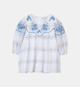 Girl Check Embroidered Blouse