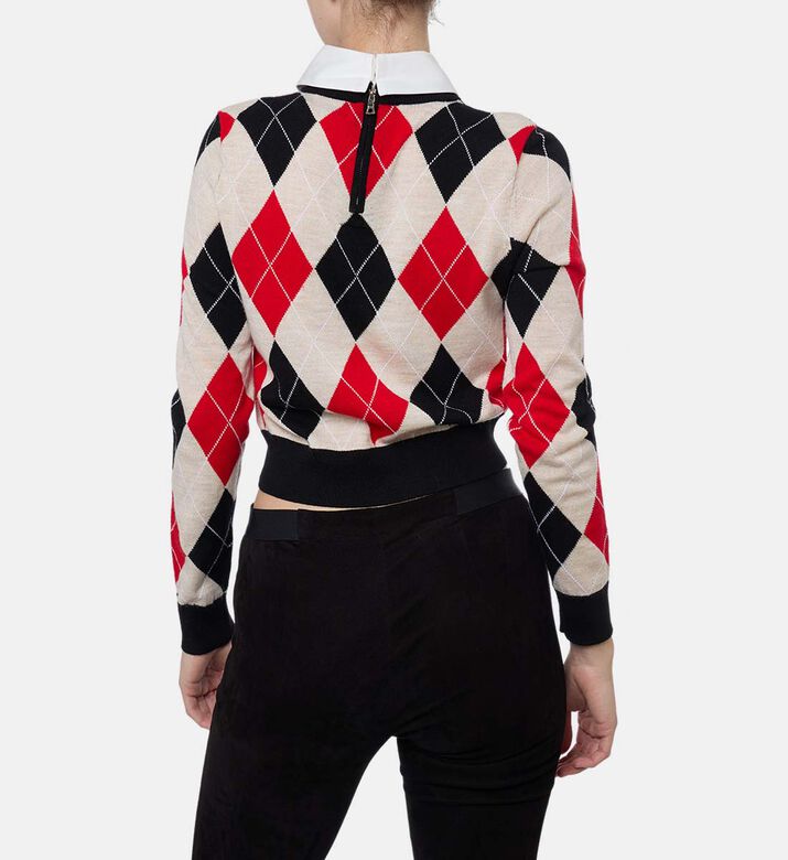 Alice and Olivia Diamond Pattern Long-sleeve Sweater, Model View