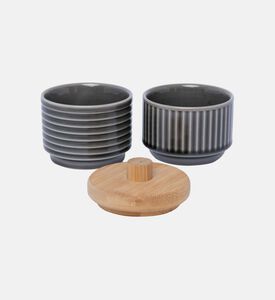 طقم وعاء تقديم بغطاء مكون من قطعتين