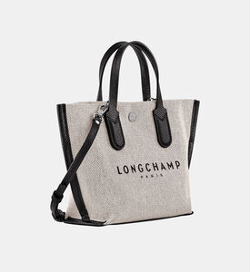 حقيبة بنمط سلة صغيرة مطرزة بشعار