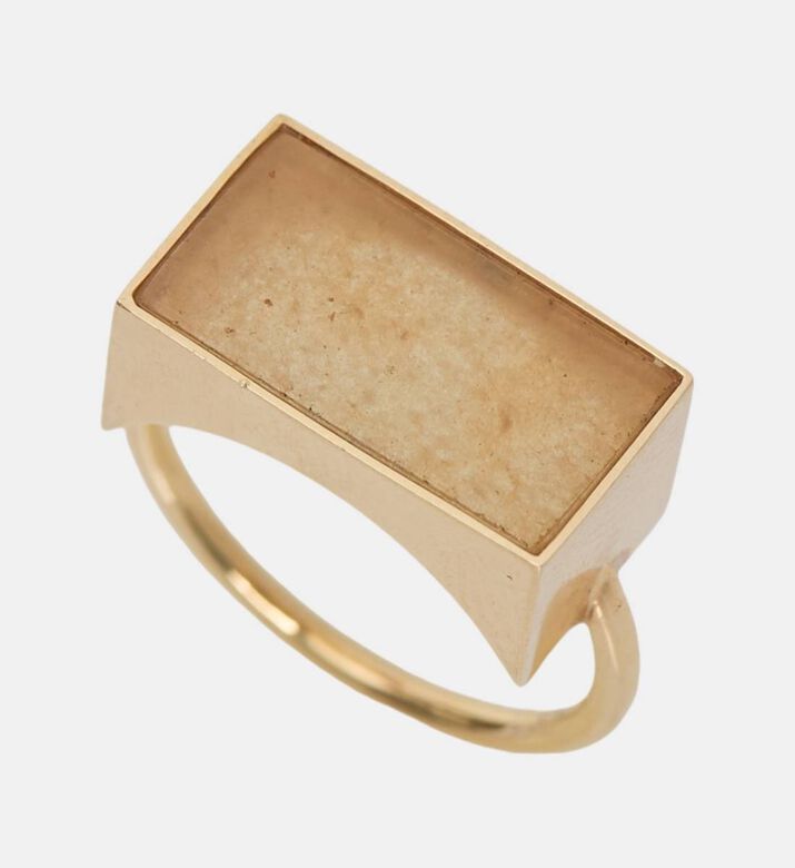 Ever Peach Aventurine Rectangle Ring - 18k