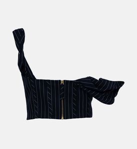 Twist-shoulder Wool Corset Top