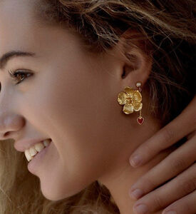 Ottoman Hands Floral Design Stud Earrings, Packshot View