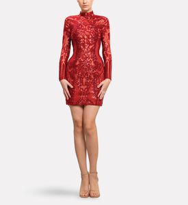 Michael Cinco Sequin Embroidered Midi Dress, Model View